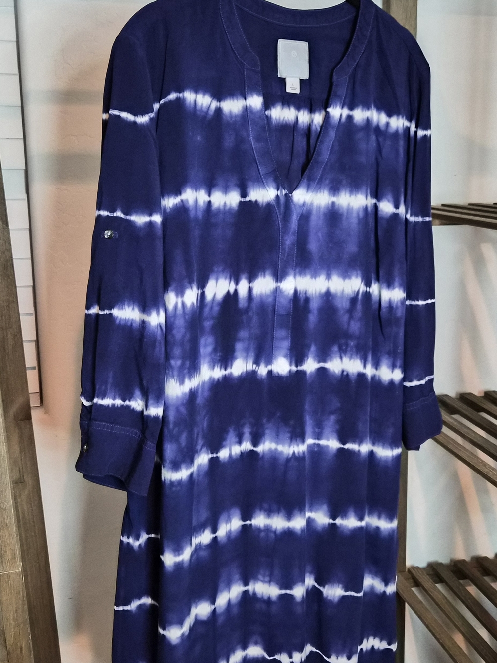 Navy & White Tie-Dye Tunic Dress and_or Loungewear #0195